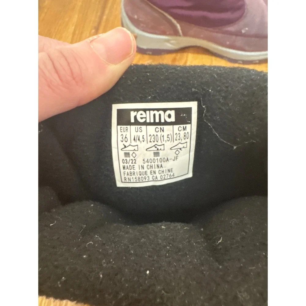 Reima Kids Winter Boots‎ Burgundy Quilted Fleece Lined Size US 4